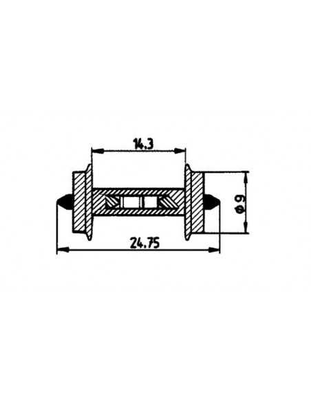 ROCO 40187 DOS EJES DE 9mm CON CONSUMO