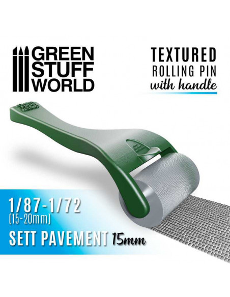 GREENSTUFF RODILLO CON MANGO-ADOQUINES 15MM